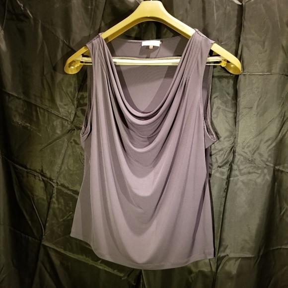 Calvin Klein Tops - Calvin Klein Cascading Neck Grey shell